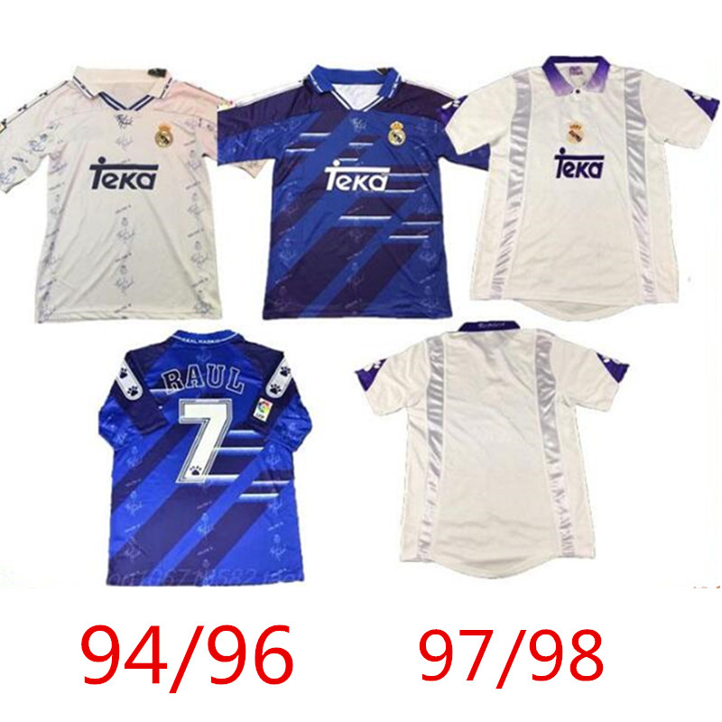 

1994/199696 Retro version #7 RAUL soccer jersey 1997/98 HIERRO 1998/2000 REDONDO SUKER SEEDORF Soccer shirt #6 REDONDO football uniform, Black;yellow