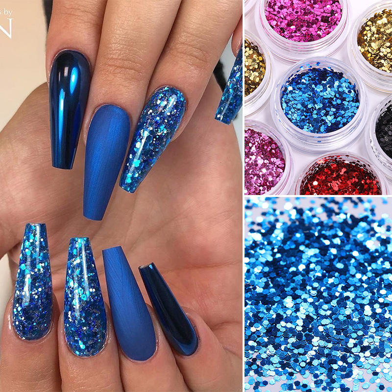 

24 Colors/Set Holographics Glitters Colorful Nail Sequins Decorations Flames Design Sticker Tips Accessories With Random Color