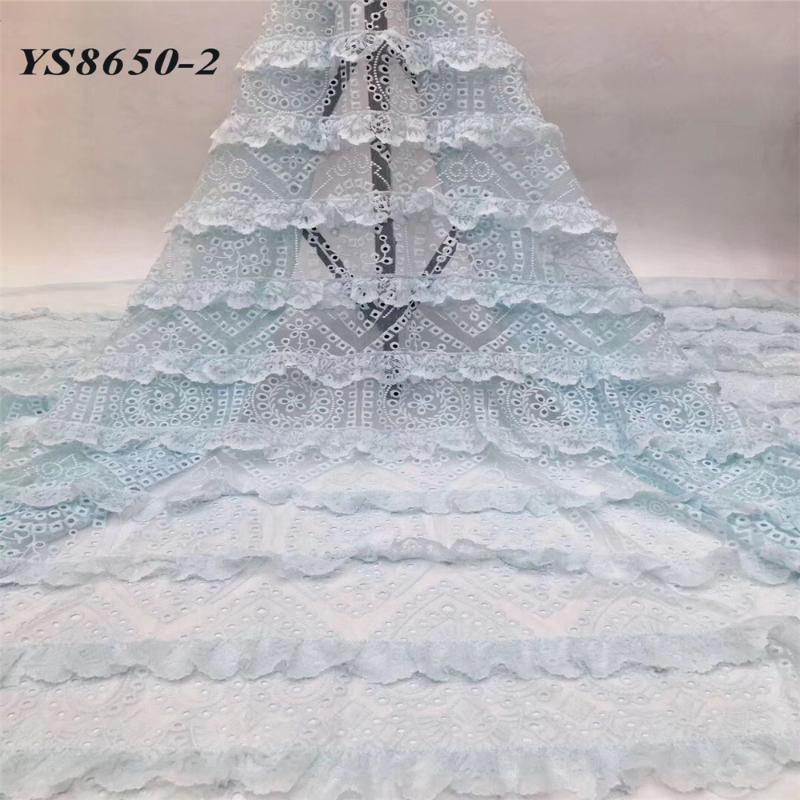 

New Overlap design youth girl style beautiful sky blue mesh evening party dress fabric 5 yards