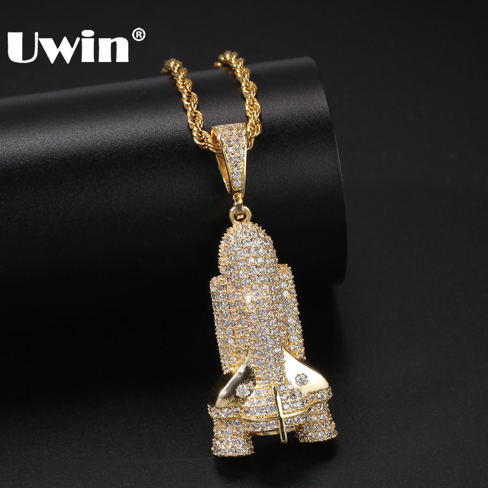

Uwin Rocket Pendant Copper Cubic Zirconia Iced Necklace Jewelry Gold Silver Color Fashion Hiphop Jewelry Men Women Drop Shipping