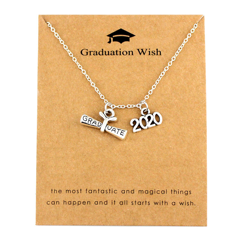 

2019 2020 Graduation Square College Cap Diploma Senior Pendants Necklaces School Student Women Men Girl Unisex Jewelry Gift