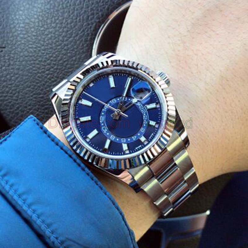 

New style High Quality Luxury Wristwatch 4 color 42mm 326934 Stainless Steel Mechanical Automatic Mens sky Watch Watches, Slivery;brown