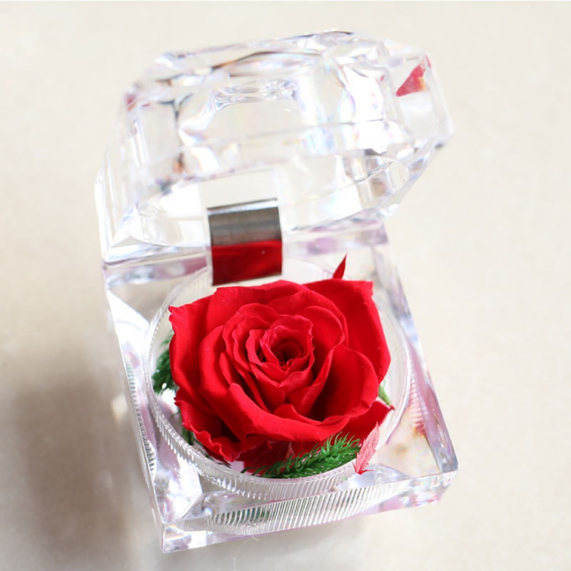 

Delicate Everlasting Flower Red Rose Propose Ring Box Christmas Valentine's Day Gift Birthday Gift For Girls