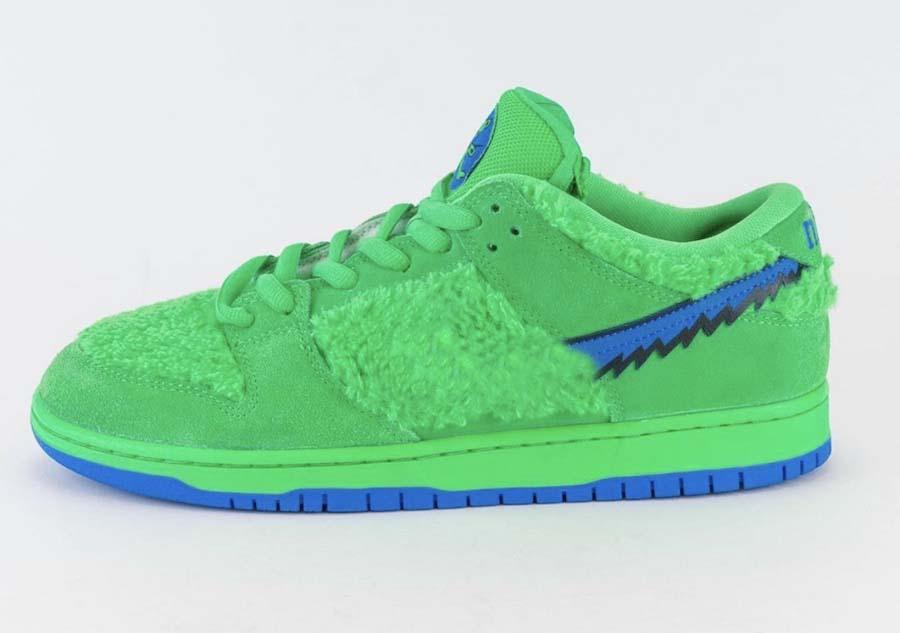 

2020 Grateful Dead x SB Dunk Low Green Bear Running Shoes Green Spark Soar Upper Suede Skateboarding Shoes Sports Sneakers, Yellow bear