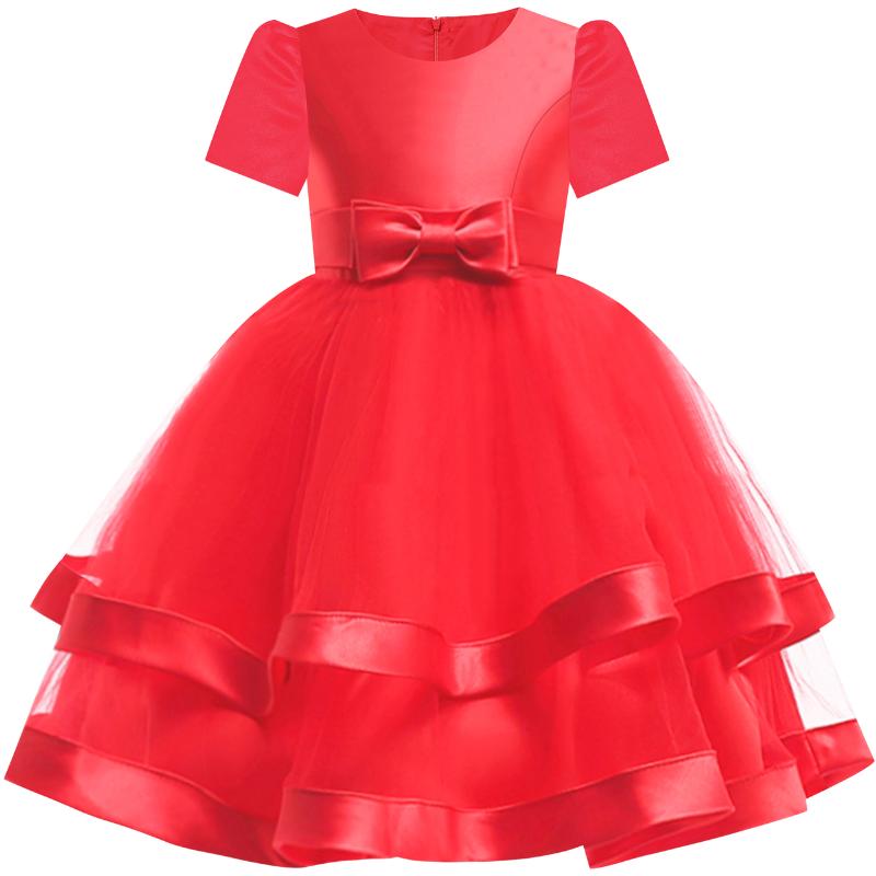

Flower Girl Dress Short Sleeve Red Ball Gown Wedding Party Pageant 2020 Summer Princess Dresses Kids Clothes Sundress Vestidos, Black