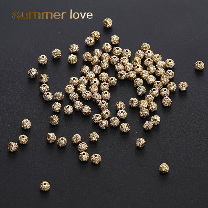 

Fashion Zirconia Beads Charm Micro Paved CZ Gold Silver Pendants For Bracelet Necklace Jewelry Simple Design Making Accessories Wholesale