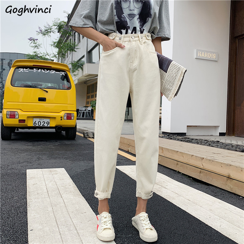 

Jeans Women Adjustable High Waist Pocket Loose Ankle Length Vintage Trendy Streetwear All-match Stylish Popular Womens Harajuku, Blue