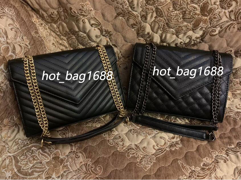 

Designer crossbody bag caviar leather woc envelope classic gold black chain singler shoulder bags luxury handbags purses, Black gold chain