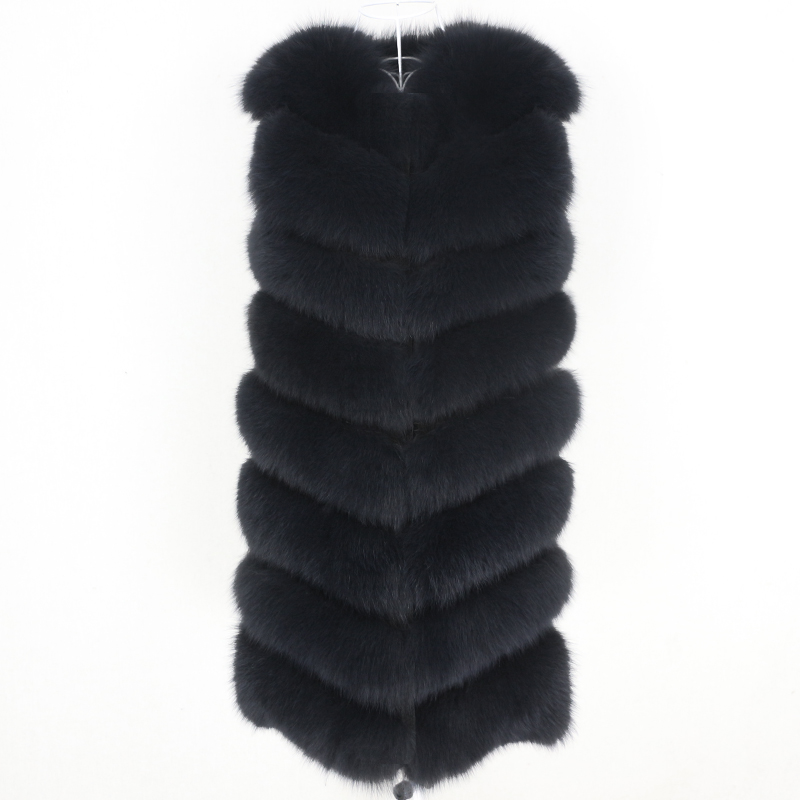 

OFTBUY 2020 Black Real Fur Long Vest Winter Jacket Women Coat Natural Fluffy Fur Outerwear Streetwear Thick Warm Waistwear, Smaller fur style