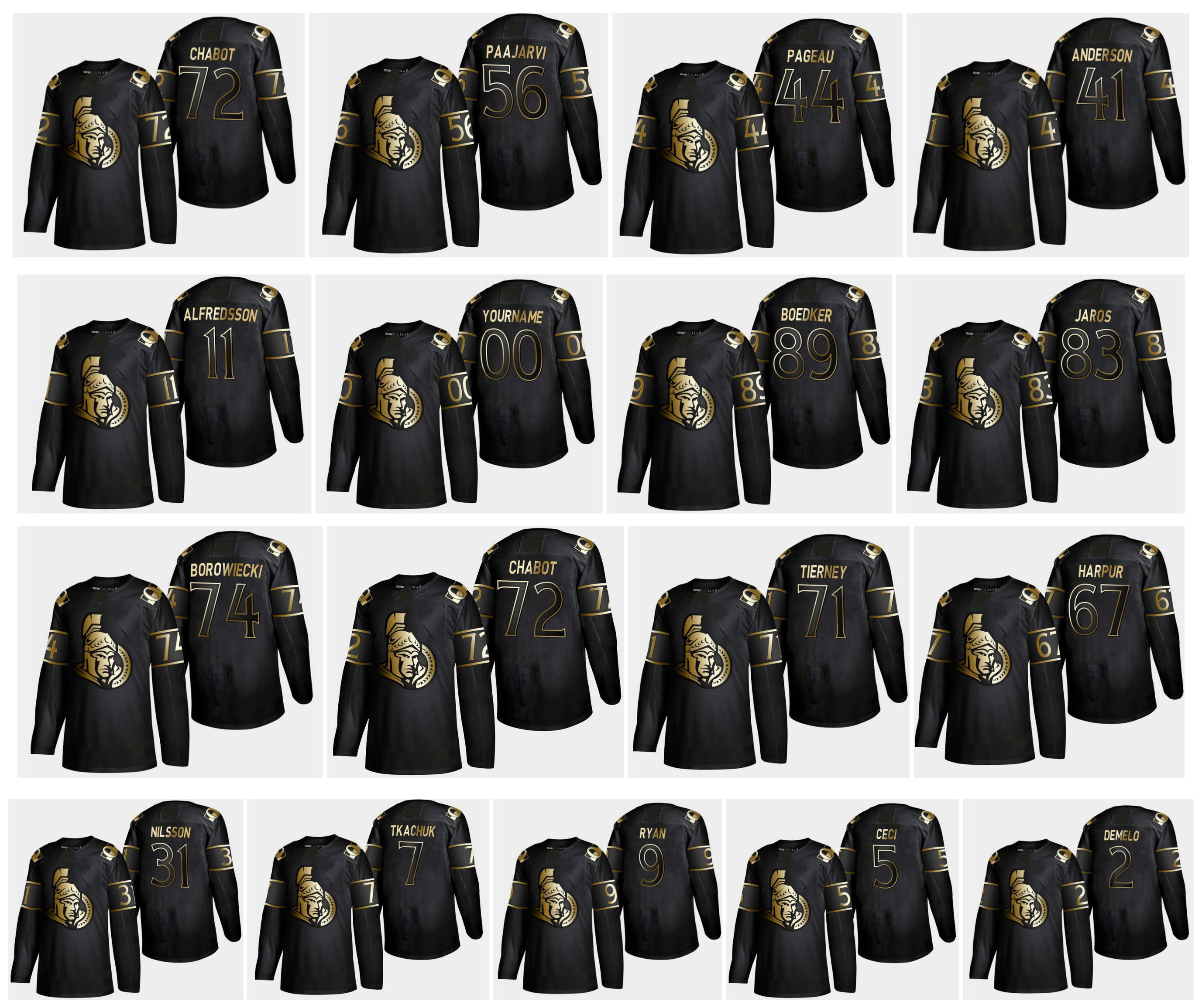 

Golden Edition Ottawa Senators Jersey 5 Cody Ceci 7 Brady Tkachuk 9 Bobby Ryan 11 Alfredsson 44 Jean-Gabriel Pageau 15 Artem Anisimov Hockey, As pic
