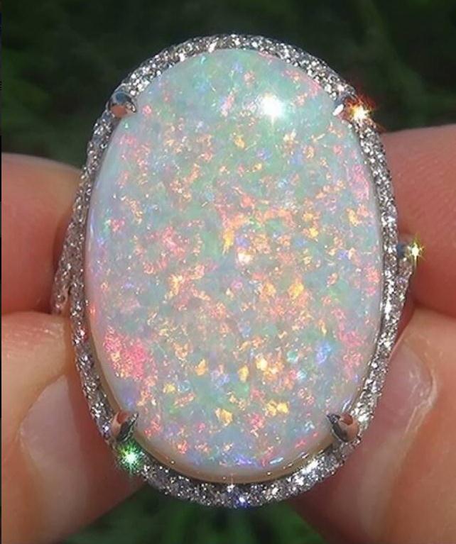 

Large 925 Solid Sterling Silver Ring Natural Gemstone Fire Opal Diamond Wedding Engagement Women Fashion Jewelry