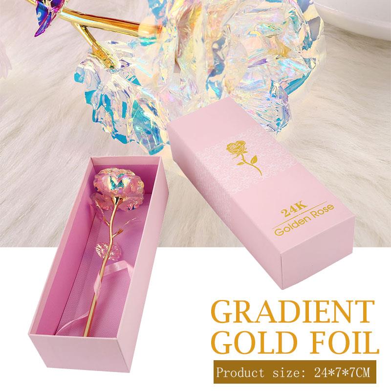 

Rainbow Eternity Rose Rose Flower 24K Gold Foil Flower Wedding Gift Party Home Decoration Luminous Beautiful Romantic