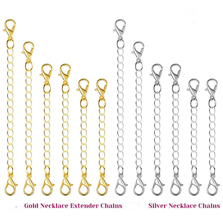 

wholesale 200pcs Lot Two-headed lobster clasp stainless steel necklace tail chain bracelet extension chain 25mm/50mm/75mm/100mm/125mm/150mm