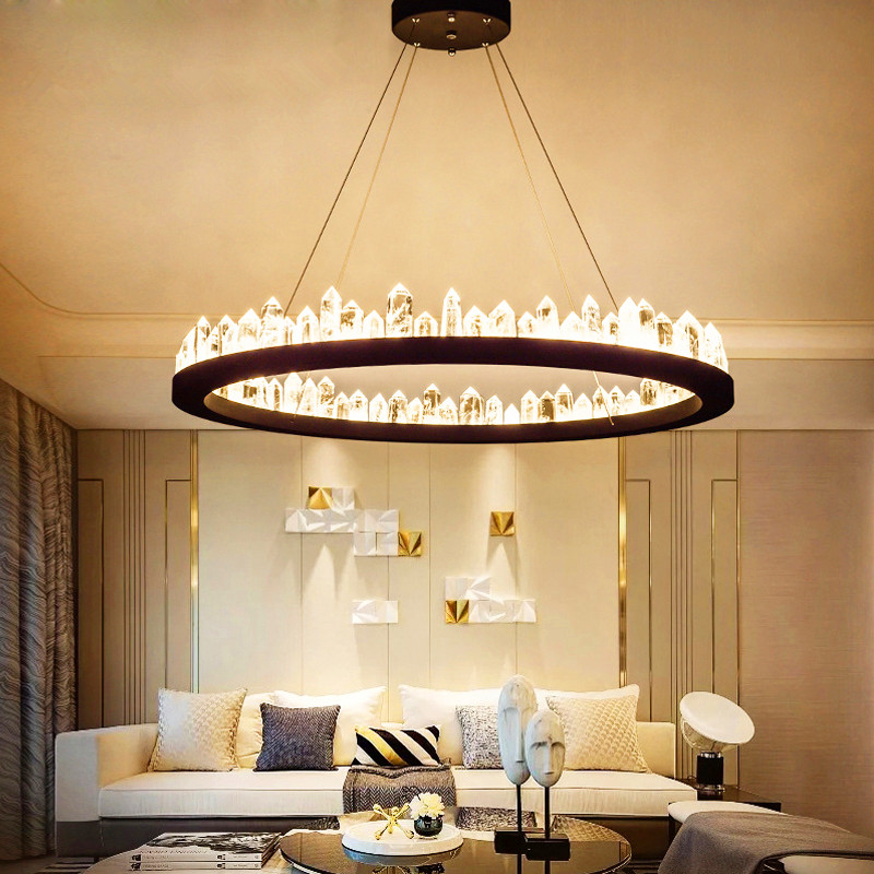 design bref lustres en cristal moderne noir / or pendaison lumières AC110V 220V lustre salle à manger luminaires lampe bar
