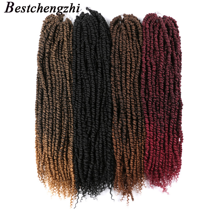 

16 Strands/pcs Afro Kinky Curly Hair 24 Inch Long Bohemian Crochet Braiding Synthetic Passion Twist Natural Hair Extension 100g/pcs, 1b#