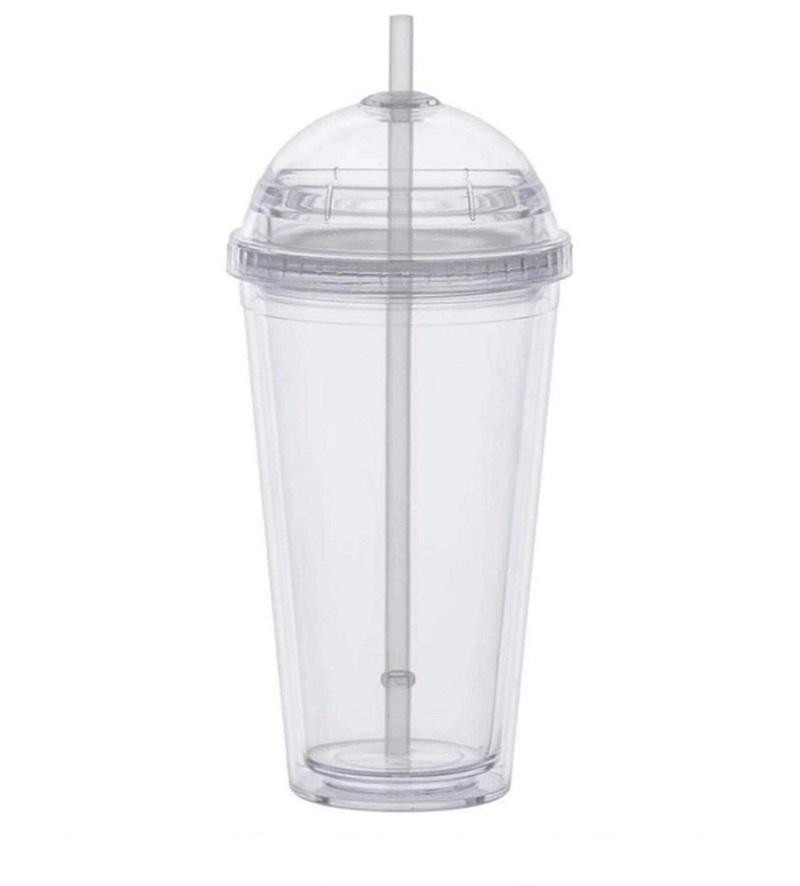 

Acrylic 20oz Tumbler Lid Plastic Straws Double With Cups Dome Water Bottle Drink Clear Insulated Wall Jlubi