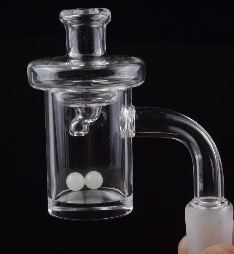 

5mm Clear Bottom Quartz Banger With Glass UFO Carb Cap Terp Pearl 10mm 14mm 18mm Flat Top Quartz Banger Nails For Dab Rigs