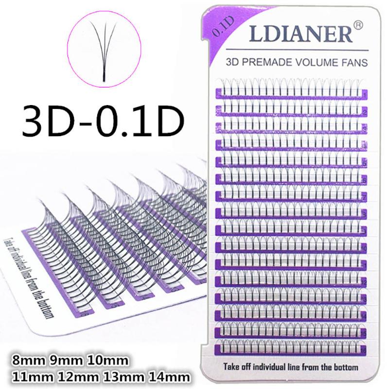 

16 Rows Of False Eyelashes Individual False Eye Lashes Wave Mink 0.1D Black Silk Eyelashes Extension