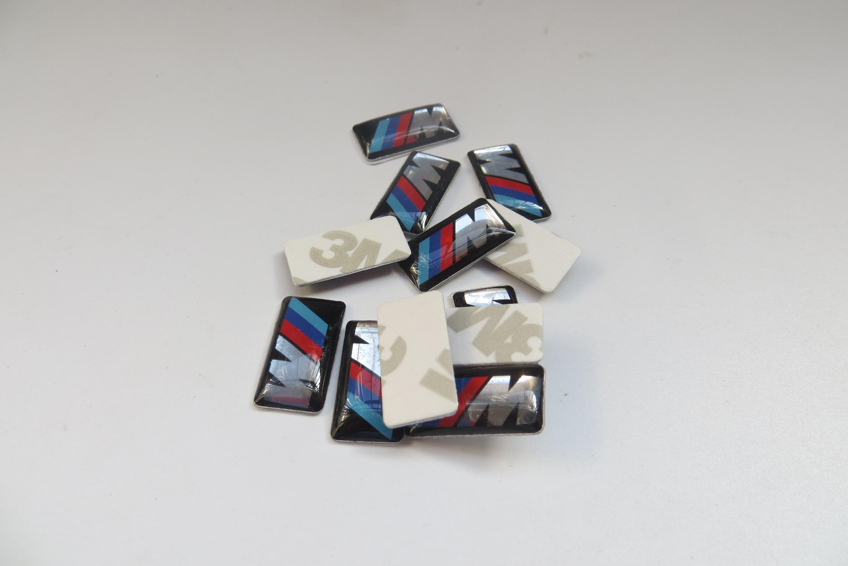 

100pcs 17*9mm car vehicle wheel badge m sport 3d emblem sticker decals logo for bmw m series m1 m3 m5 m6 x1 x3 x5 x6 e34 e36 e6 car styling