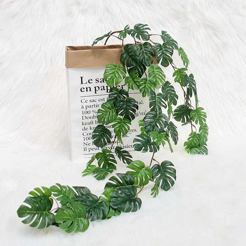 

80cm Artificial Plants Turtle Leaf Rattan Pine Needle Hanger Green Leaves Home Wedding Garden Decorative Fake Vine, 55