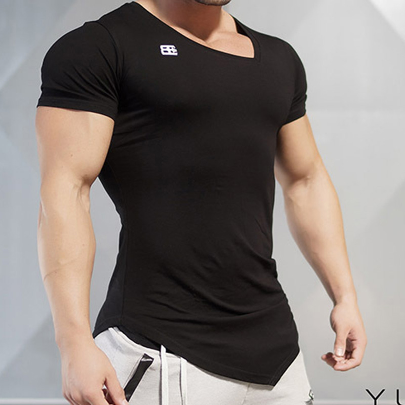 

Summer Bodybuilding and Fitness Mens Short Sleeve T-shirt GymS Shirt Men Muscle Tights Gasp T Shirt Plus Size M-XXL Men's Clothing, Black