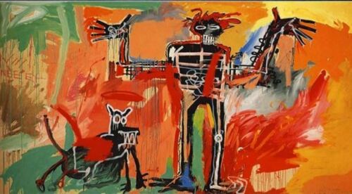 

Jean Michel Basquiat Home Wall Art Decor Handpainted &HD Print Oil painting On Canvas Boy and Dog in a Johnnypump Large Picture 190921