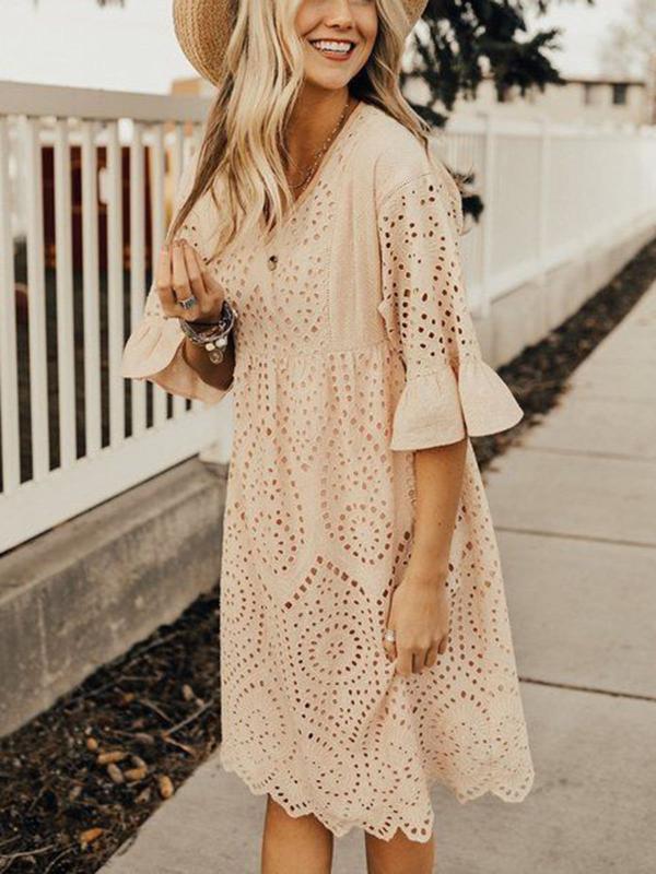 

Dress 2019 Summer Cotton Dress, Pink