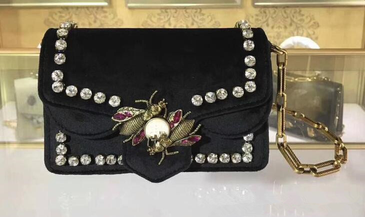 

Ladies Evening Bags 2020 Broadway Velvet Mini Party Shoulder Bag Metal bees dress crystal wings pearl closure Lining with Box Dust Bag