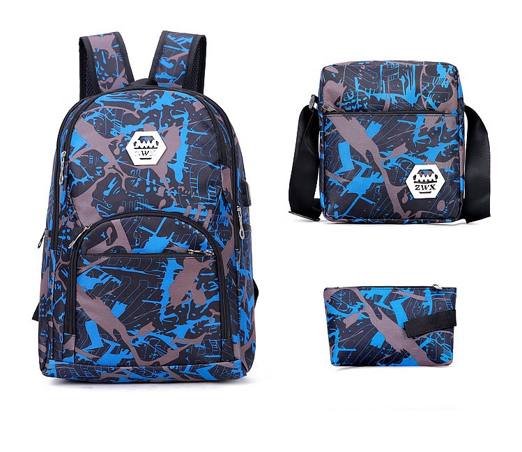 2022 Sacs d'extérieur de qualité supérieure Camouflage Travel Sac à dos Sac d'ordinateur Oxford Chaîne de freinage Middle School Sac Étudiant de