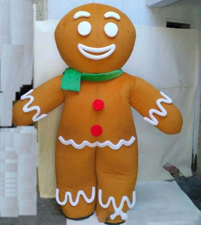

2019 Discount factory sale gingerbread man Mascot Costume Adult Size, As picture