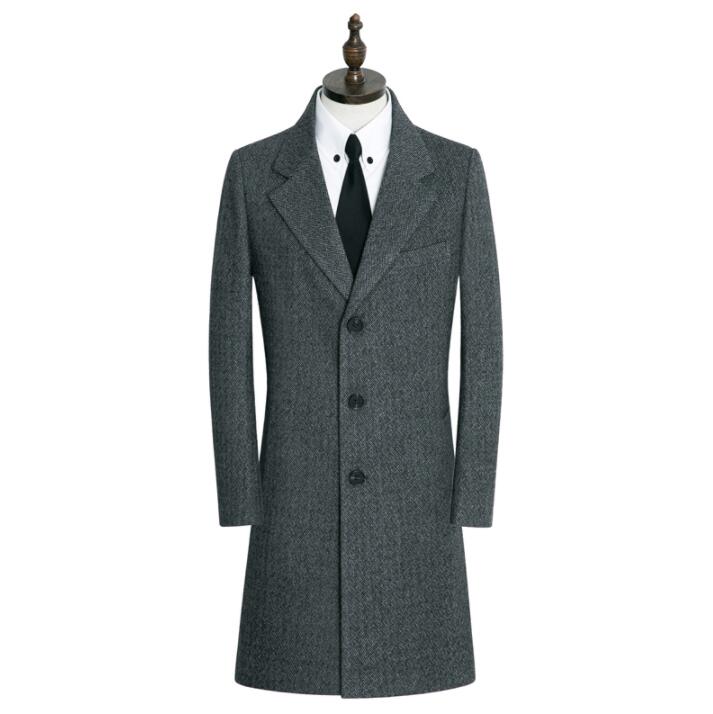 

casual woolen coat men trench coats long sleeves Single-breasted overcoat mens cashmere coat casaco masculino england black, Gray