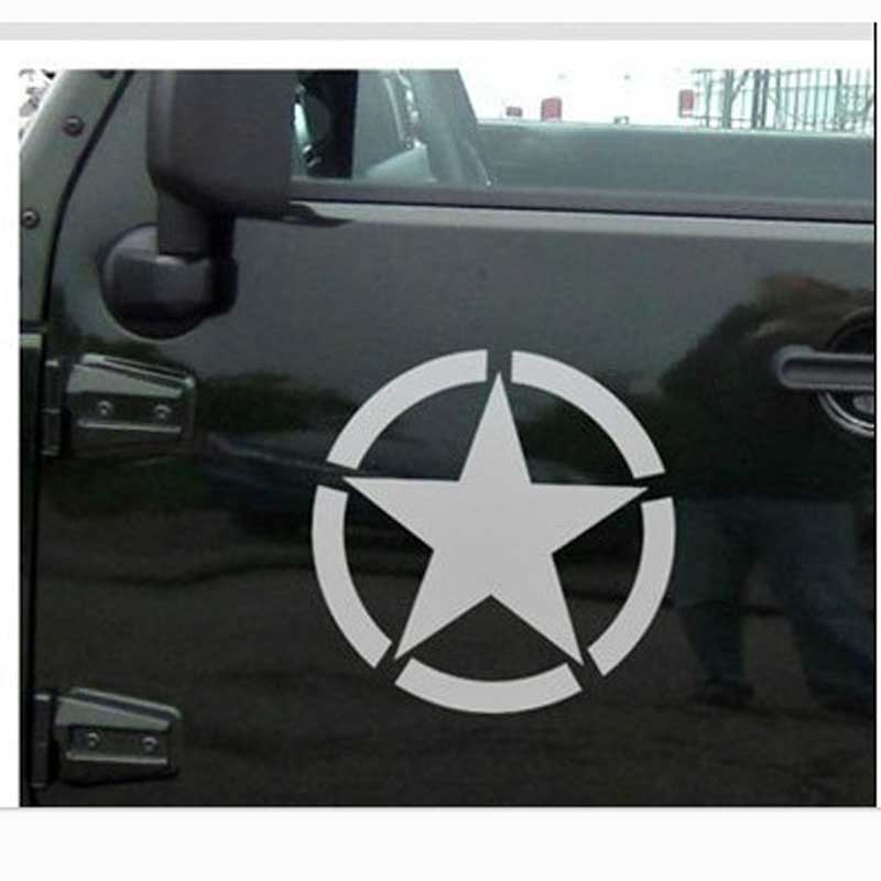 

1PC SUV Car Reflective five - pointed Oil Tanker Cover US Army World War II Brothers for JEEP Wrangler, White