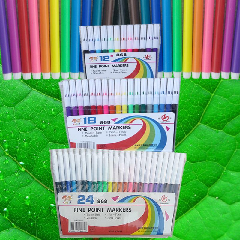 

12-24 Color Pen Art Marker Drawing Set Colors Children Watercolor Pen Safe Non-toxic Graffiti Health School Stationery Supplies