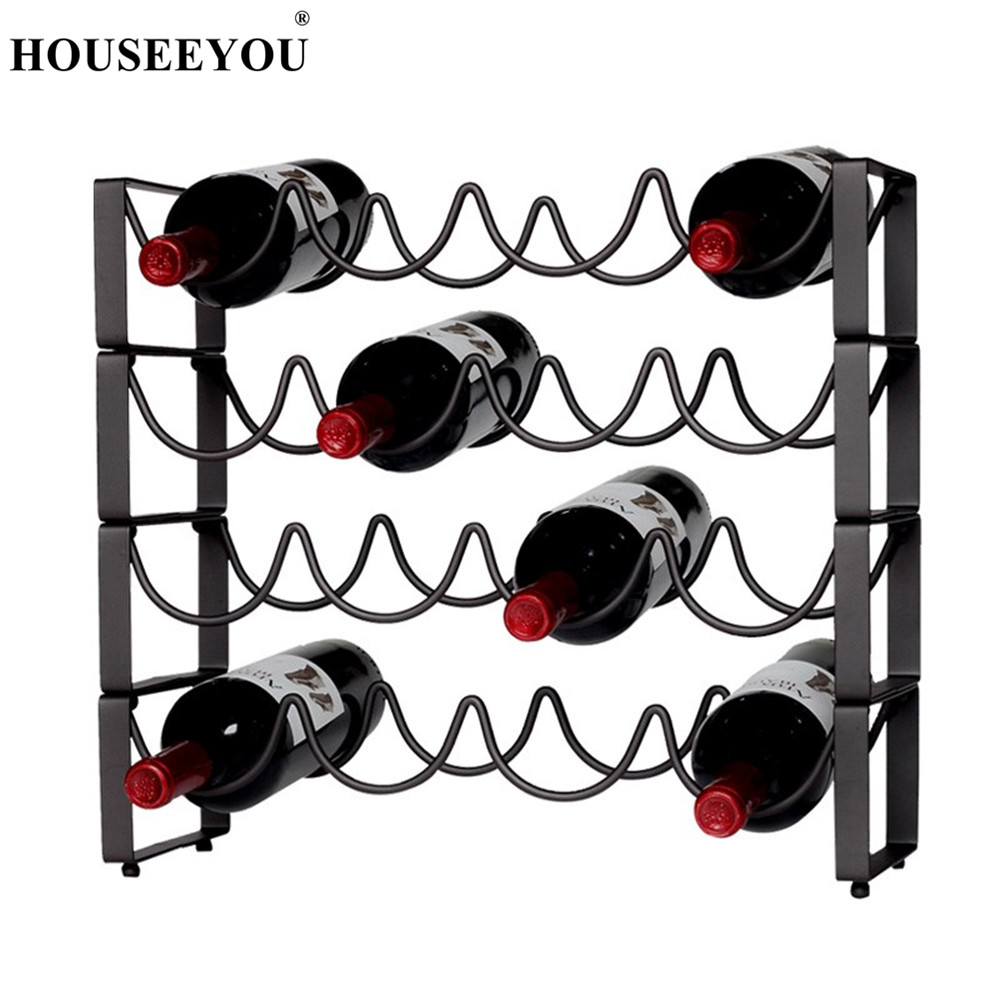 

Wrought Iron Red Wine Rack Bar Decoration Wine Bottle Holder Shelf Stacking Multi Bottle European Cabinet Display Stand