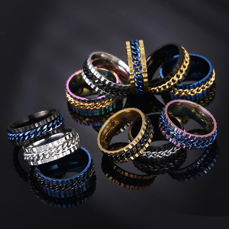 

Stainless Steel Spin Chain Ring Lucky Rotate Ring Band Rings Wedding Rings Men Women Fashion Jewelry