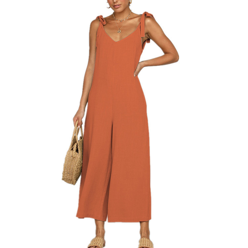 

2020 New Summer Women Jumpsuit Long Pants Sexy V-neck Solid Rompers Sleeveless One Piece Women Bodysuit Jumpsuit, Green