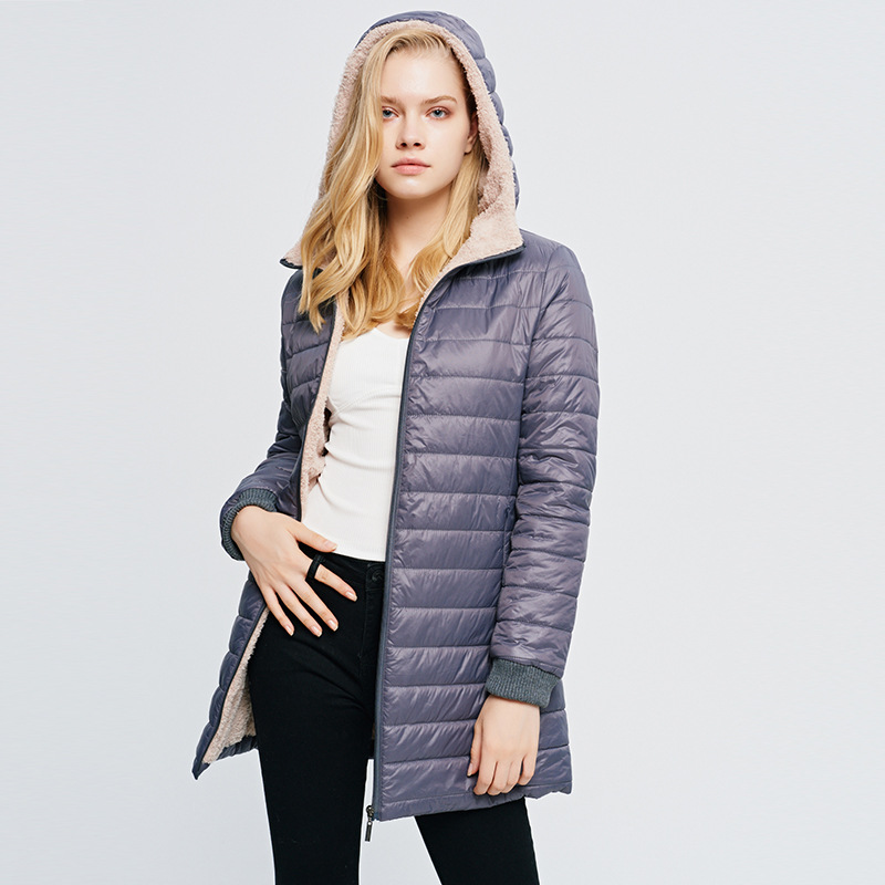 

YUSHU 2019 Winter Hooded Long-sleeved Coats Parka Women Slim Snow Outwear Cotton Padded Warm Wadded Jacket 0408, Black