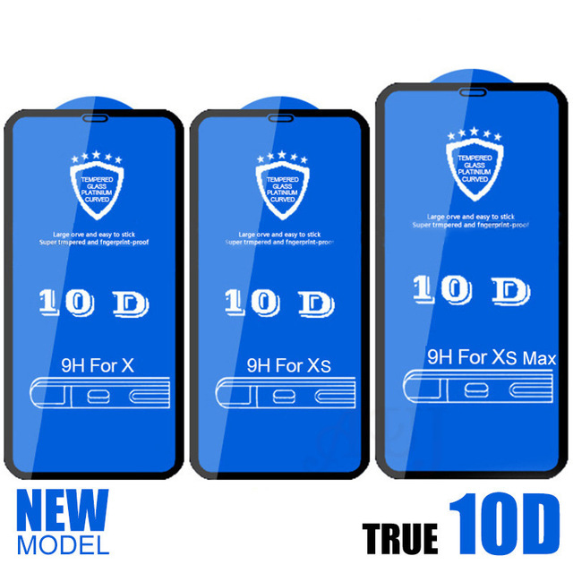 

10D Full Cover Screen Protector 9H Tempered Glass Carbon Fiber Screen Protector for iPhone X 6 6s 7 8 Plus Xs Max