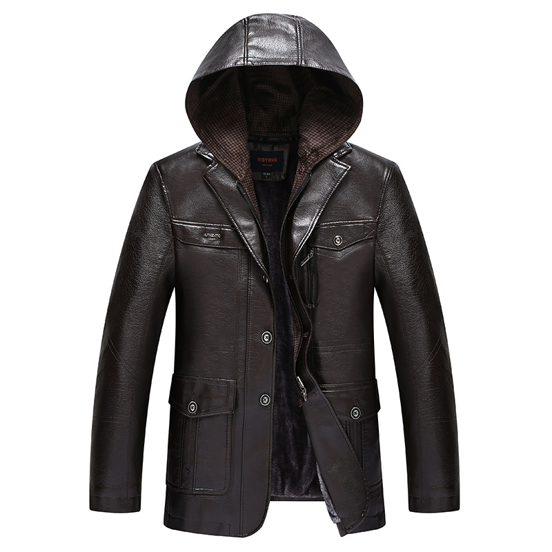 

2018 Winter Men Leather Suede Jacket Fashion Brand Quality Fleece Lined Motorcycle Faux Leather Coats Male Outerwear BLACK
