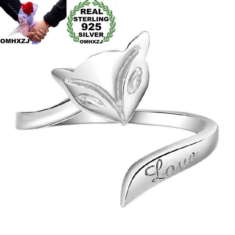 

OMHXZJ Wholesale European Fashion Woman GirlOpen Party Wedding Gift Silver Fox Love 925 Sterling Silver Ring RR262