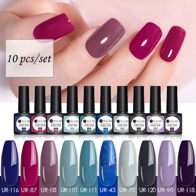 

UR SUGAR UV Gel 7.5ml Nail Polish Set Soak Off Nails Art Semi Permanent Painting UV Led Gel Polish Nail Lacquers Full Color, 2pcs set30