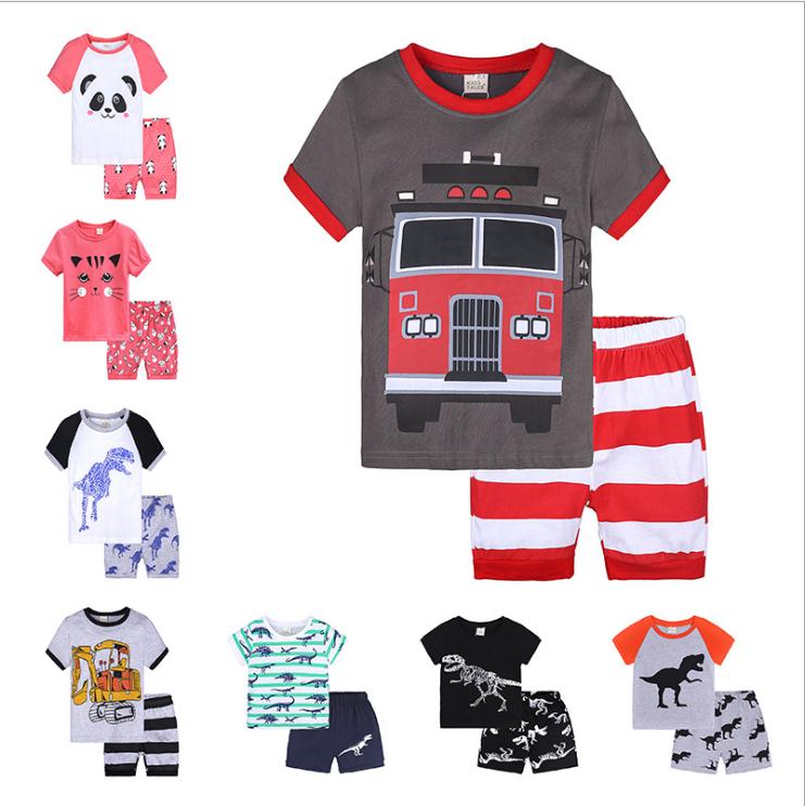 Ensemble de vêtements pour enfants, t-shirt à manches courtes + pantalon court, vêtements d'été pour bébés garçons, tenues de dessin animé