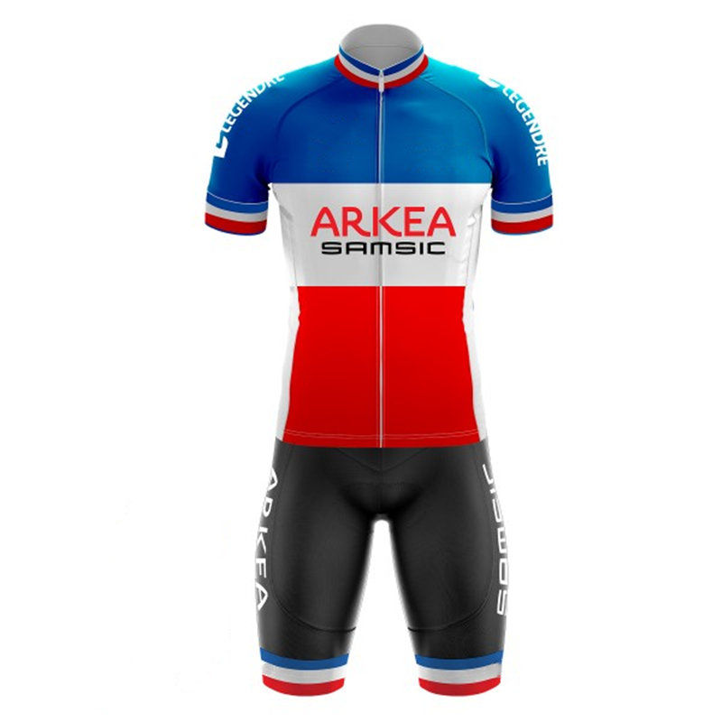 

Pro team ARKEA Summer Triathlon Ciclismo Conjunto Masculin mesh material bib shorts gel cushion Lycra arm sleeve Windproof vest