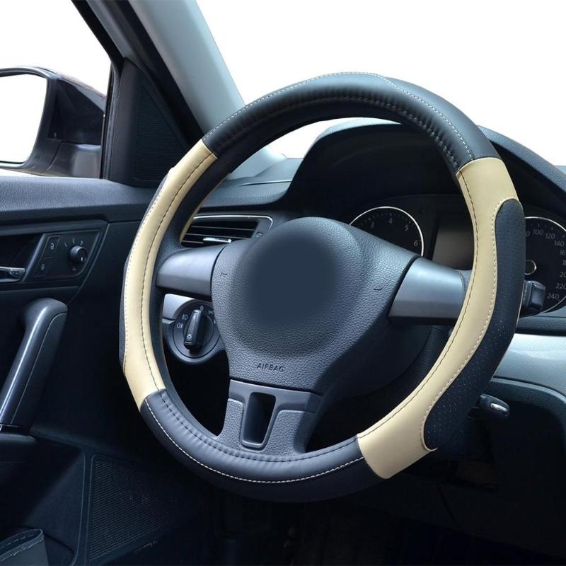 

38cm Universal Auto Car Leather Steering Wheel Cover Interior Accessories Car Covers Skidproof Holder Protector