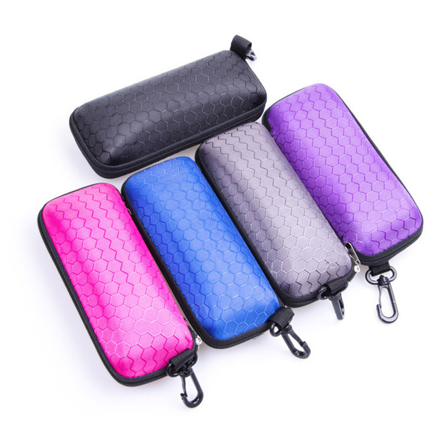 

New 2019 Colorful Protable EVA Rectangle Zipper Sunglasses Hard Eye Glasses Case Protector Box With Hook