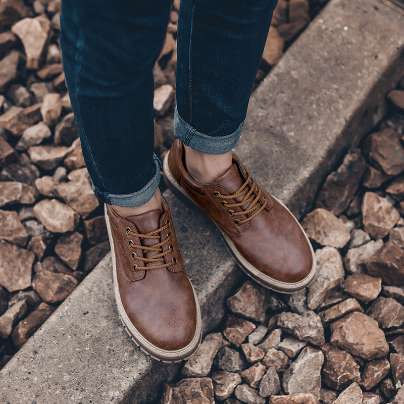 

Luxury Leather Shoes Men Formal Dress Fashion Oxfords Spring Autumn New Low-cut Lace-up Non-slip Outdoor Mens Shoes