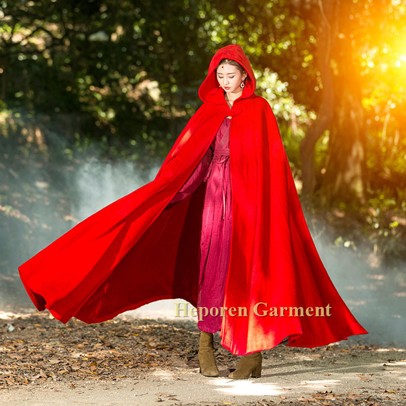 

Good quality female long hoody cloak batwing party jackets in many colors,plus size cape coat with hat poncho cardigan, Black