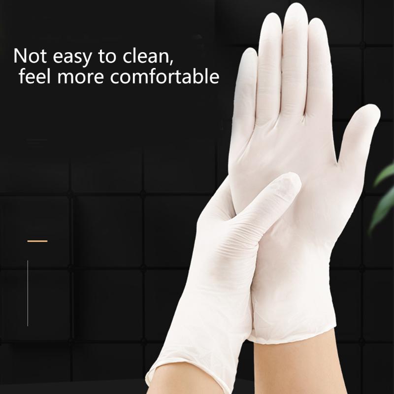 

100pcs Disposable Latex Gloves White Non-Slip Acid and Alkali Laboratory Rubber Latex Gloves Household Cleaning Products