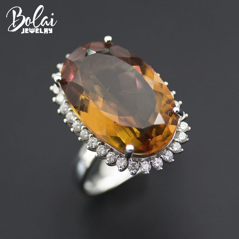 

Bolai luxury big diaspore cocktail ring 925 sterling silver 14*22mm color change gemstone zultanit fine rings jewelry for women CJ191219