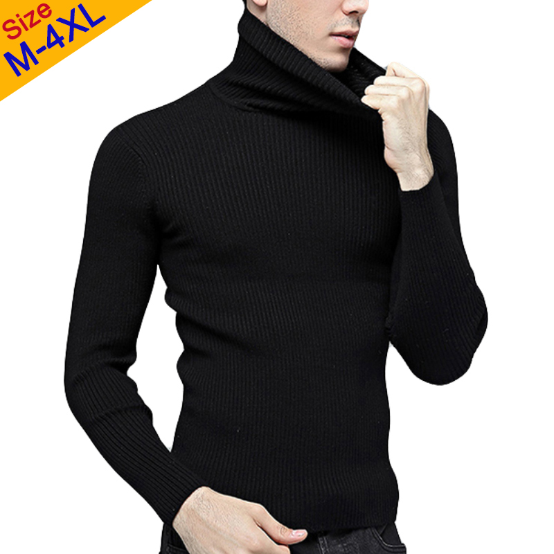 

4XL Thick Wool Sweater Men Pullovers Male Winter Turtleneck Merino Cashmere Sweaters Knitwear Men Autumn High-Neck MuLs Brand, Turtleneck-black